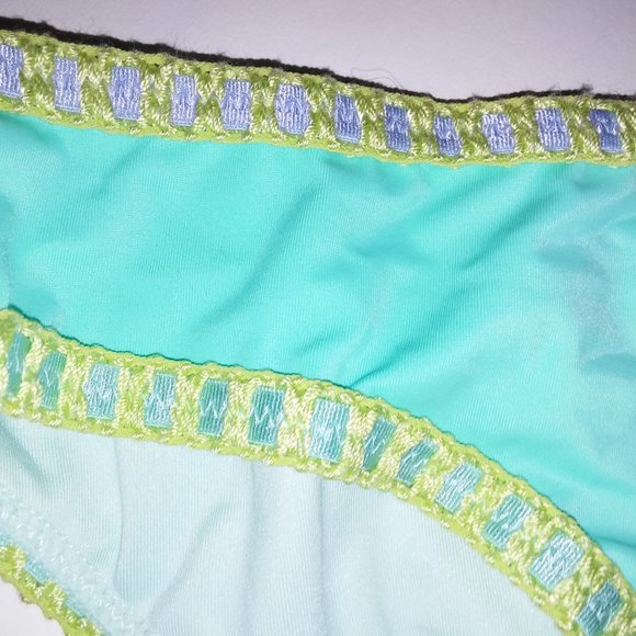 Victoria Secret Swim Bikini‎ Bottom XS Hipster Aqua Seafoam Glow Macrame Solid - Picture 4 of 7